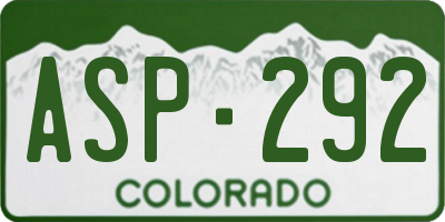 CO license plate ASP292