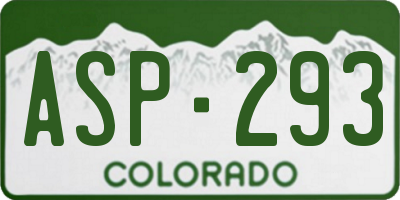 CO license plate ASP293