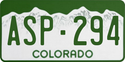 CO license plate ASP294