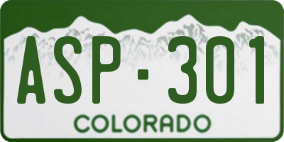 CO license plate ASP301