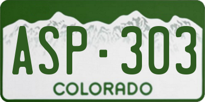 CO license plate ASP303