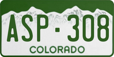 CO license plate ASP308