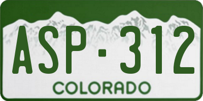 CO license plate ASP312