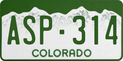 CO license plate ASP314