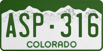 CO license plate ASP316