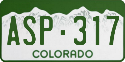 CO license plate ASP317
