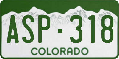 CO license plate ASP318