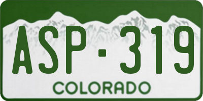 CO license plate ASP319
