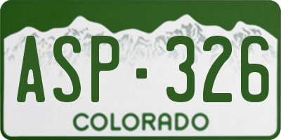 CO license plate ASP326