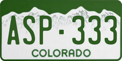 CO license plate ASP333