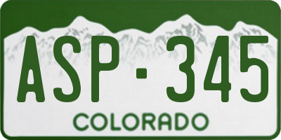 CO license plate ASP345