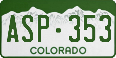 CO license plate ASP353