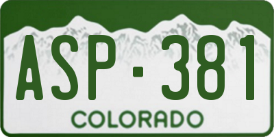 CO license plate ASP381