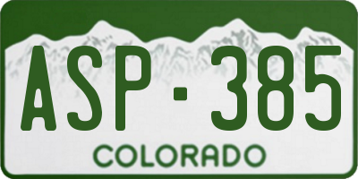 CO license plate ASP385