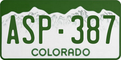 CO license plate ASP387