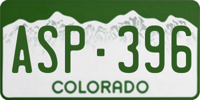 CO license plate ASP396