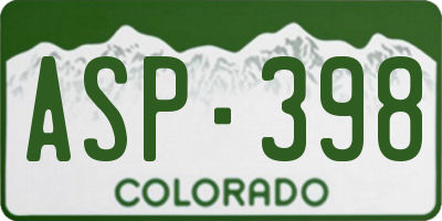 CO license plate ASP398