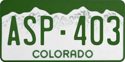 CO license plate ASP403