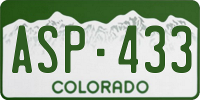 CO license plate ASP433