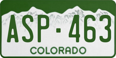 CO license plate ASP463