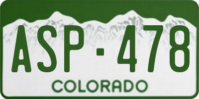 CO license plate ASP478