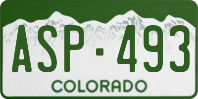 CO license plate ASP493