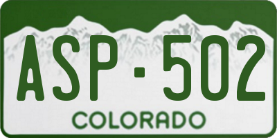 CO license plate ASP502