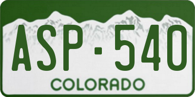 CO license plate ASP540