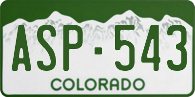CO license plate ASP543