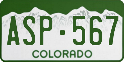 CO license plate ASP567
