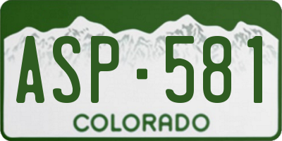 CO license plate ASP581