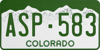 CO license plate ASP583