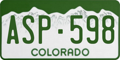CO license plate ASP598