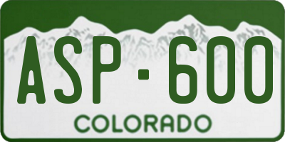 CO license plate ASP600