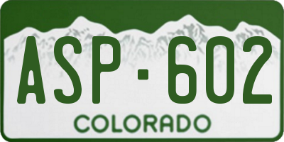 CO license plate ASP602
