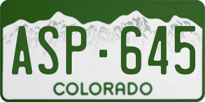 CO license plate ASP645