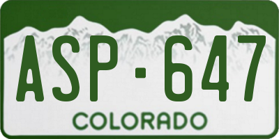 CO license plate ASP647