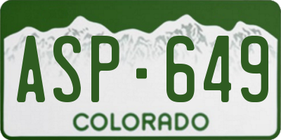 CO license plate ASP649