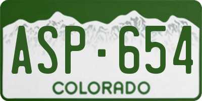 CO license plate ASP654