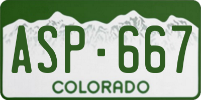 CO license plate ASP667