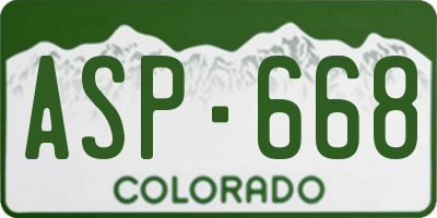 CO license plate ASP668