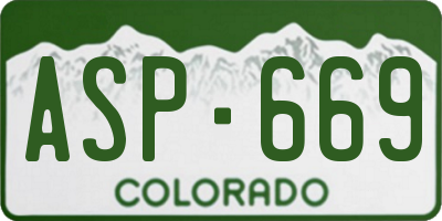 CO license plate ASP669