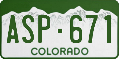 CO license plate ASP671