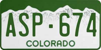 CO license plate ASP674