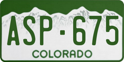 CO license plate ASP675