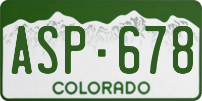 CO license plate ASP678