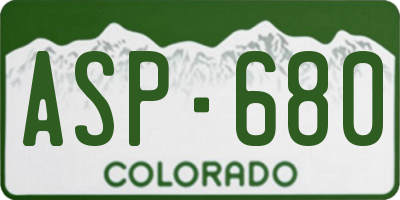 CO license plate ASP680