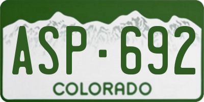CO license plate ASP692