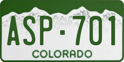 CO license plate ASP701