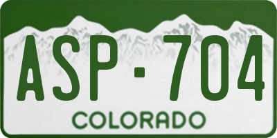 CO license plate ASP704